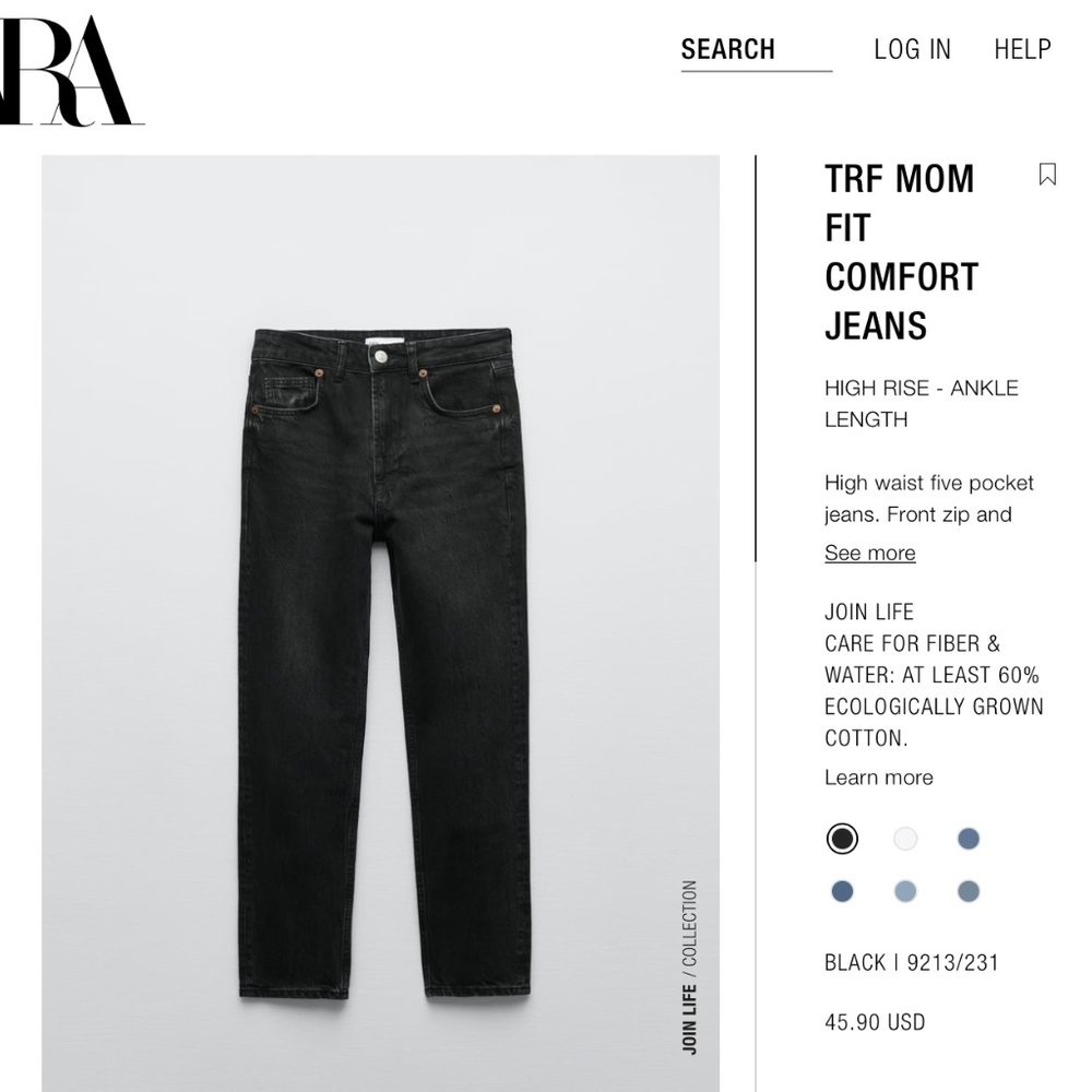 Zara Comfort Mom Fit Jeans, Black, Size 2, NWT